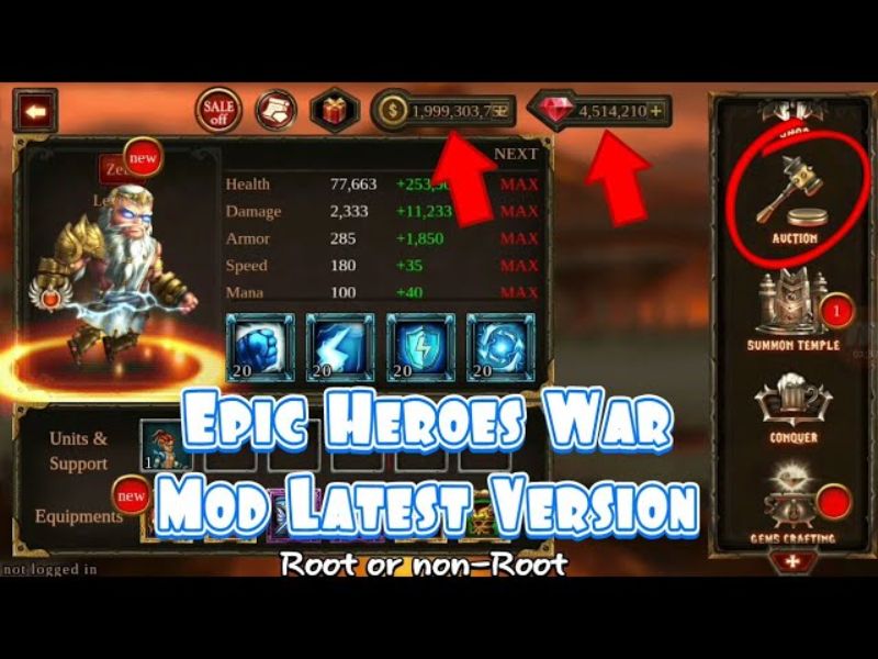 Các Tính Năng MOD Nổi Bật Trong Hack Epic Heroes War