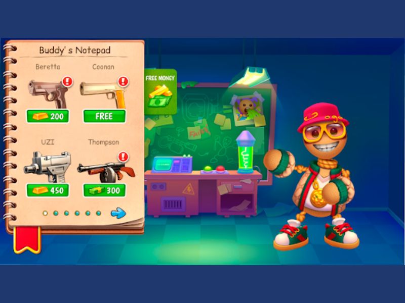Kho vũ khí đa dạng và sáng tạo trong Kick The Buddy Hack