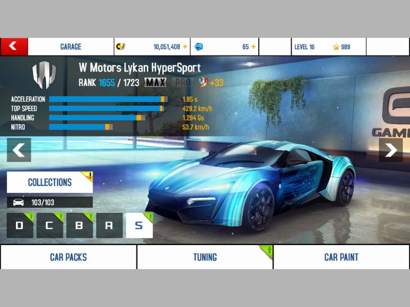 Hack Asphalt 8 sở hữu kho siêu xe đẳng cấp