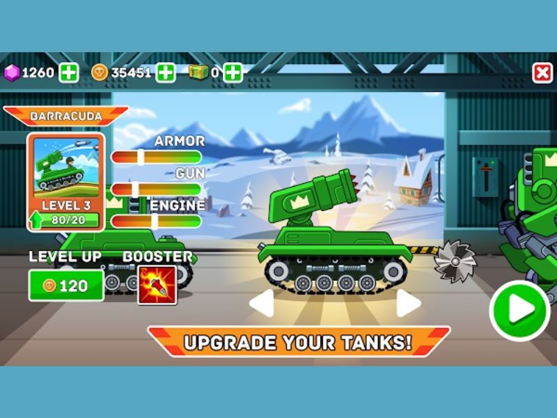 Hack Hills Of Steel cho phép bạn tùy chỉnh mọi thứ và nâng cấp xe tăng