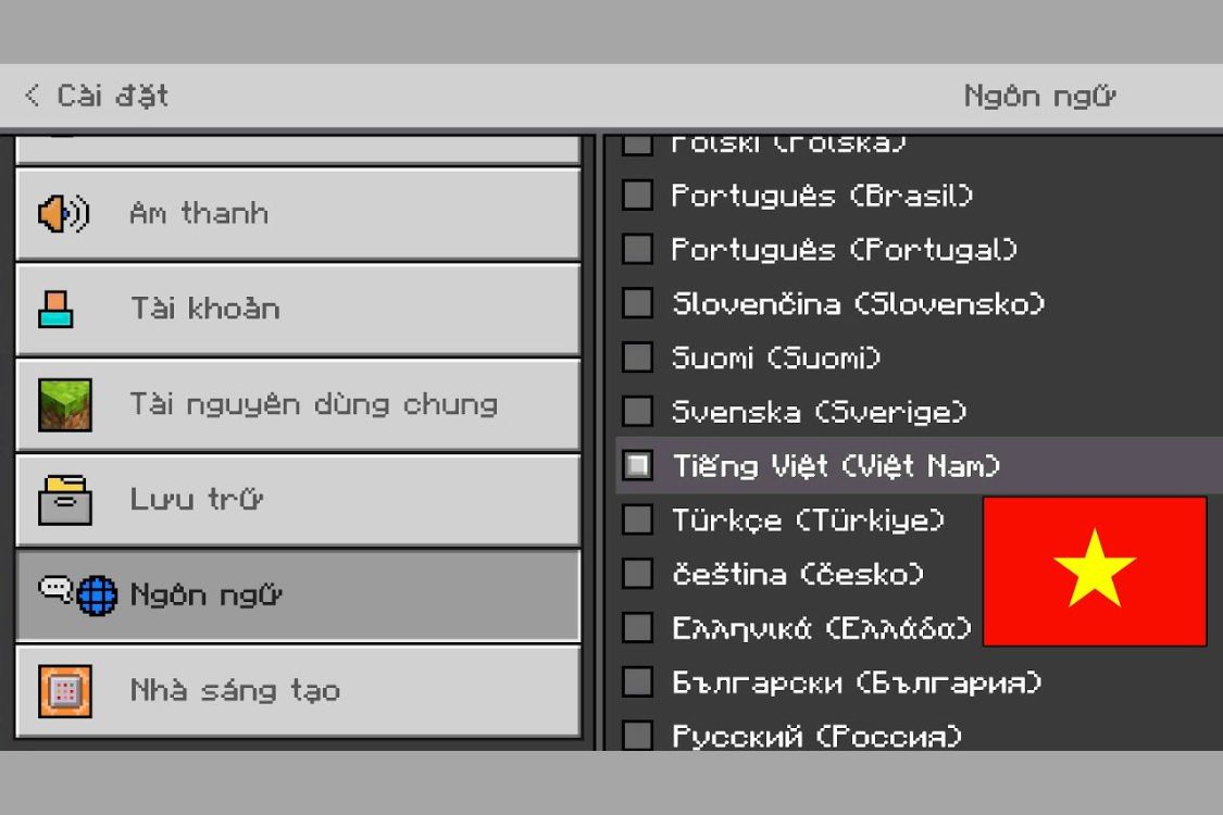 Minecraft Menu Tiếng Việt Modlmh.com 2