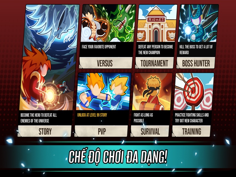 Game Hack Chiến Binh Đa Vũ Trụ Đại Chiến có đến 7 chế độ chơi khác nhau