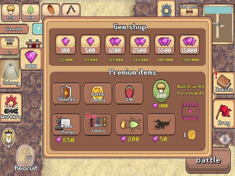 Sở hữu Pocket Ants Hack Kim Cương vô hạn