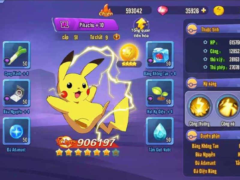 Hack Pokemon Đại Chiến Androidmentor sở hữu hệ thống kỹ năng đa dạng