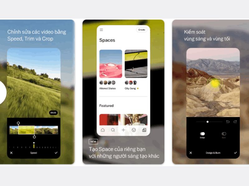 Giao diện tối giản, dễ sử dụng trong Vsco Pro