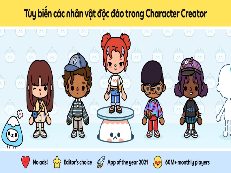 Toca Boca Mod sở hữu hệ thống hơn 39 nhân vật cơ bản