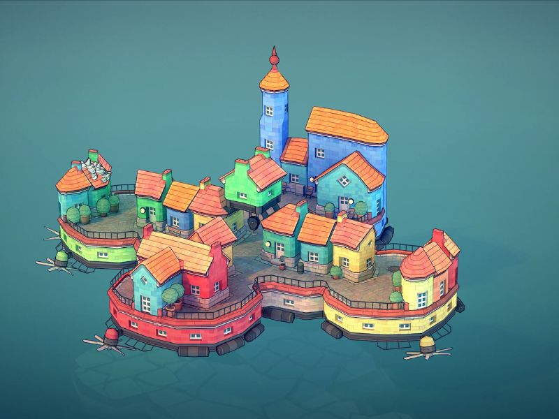 X&acirc;y dựng thị trấn cổ theo phong c&aacute;ch ri&ecirc;ng trong Townscaper Apk 